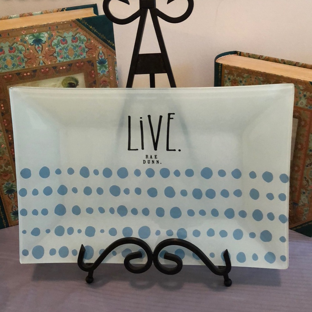 Rae Dunn “Live” Frosted Glass Tray NEW!